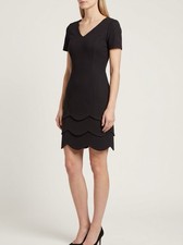 Carolina Herrera Dress Womens Small Black Scalloped Tiered Coquette Cocktail LBD