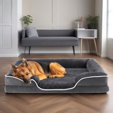 Dog Bed for Large Dogs with Non-Slip Base,Washable Grey,35" L x 25" W x 6.5" Th