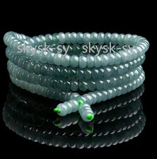 Certified Green Burma Natural 5.5x2.8mm Grade A Jade jadeite Beads Necklace 26"-