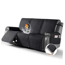  100% Waterproof Recliner Sofa Cover-Non Slip Split Couch Covers 3 Seater Black