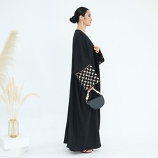 Embroidery Open Kimono Abaya Muslim Women Long Dress Cardigan Maxi Robe Islamic
