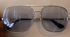 VTG 70s 80s Silver Metal Frame Square Aviator Glasses Tinted Lens Made in Taiwan