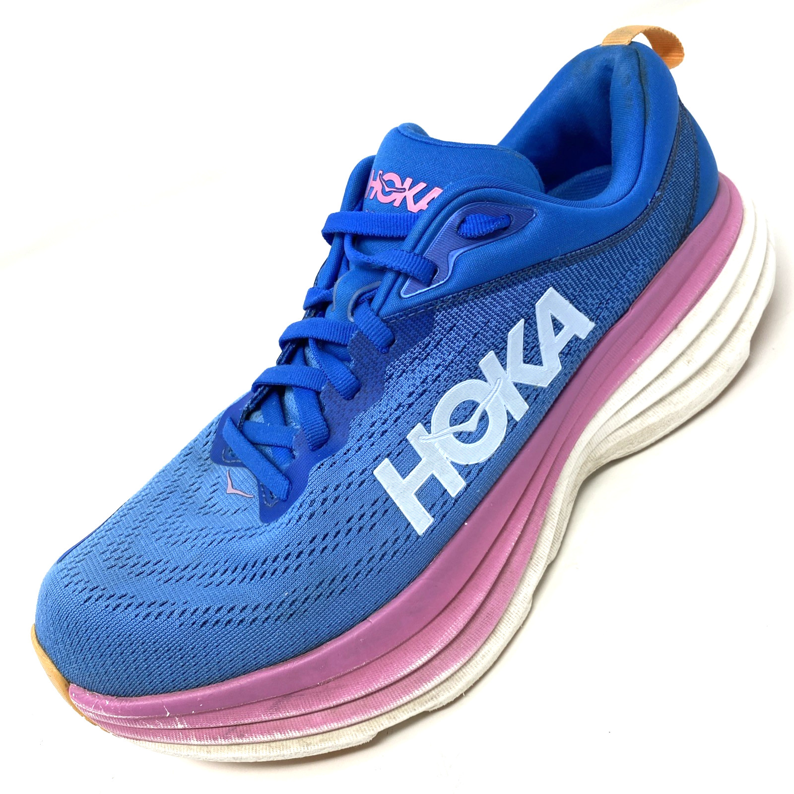 Hoka One One Bondi 8 Women Sz 10B Coastal Blue Pink Running Walking Work Shoes