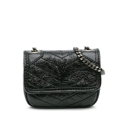 Authenticated Saint Laurent Micro Crinkled Leather Niki