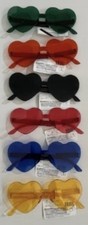 Novelty Plastic Shaped Heart Glasses. Six Different Colored Glasses In Set.