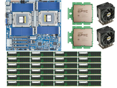 Gigabyte MZ73-LM0 Motherboard With AMD EPYC 9754 ,24x64GB 4800MHz RAM, 2x Cooler - 第 1/11 張圖片