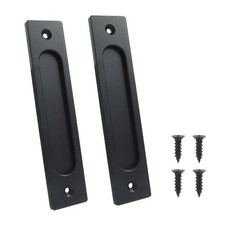 2 PCS 7 Inch Rectangular Finger Flush Pulls Recessed Barn Door Handle Black