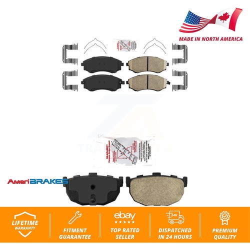 Front Rear Ceramic Disc Brake Pads Kit For Hyundai Elantra Tiburon Nissan Stanza - Picture 1 of 9