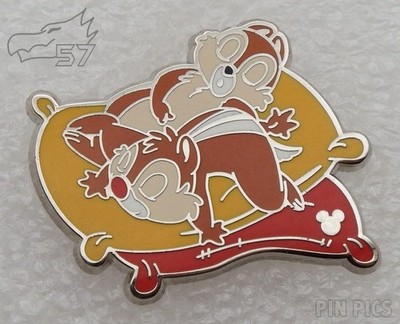 Chip & Dale COMPLETER Sleeping Characters Hidden Mickey 2012 Wave B Disney Pin