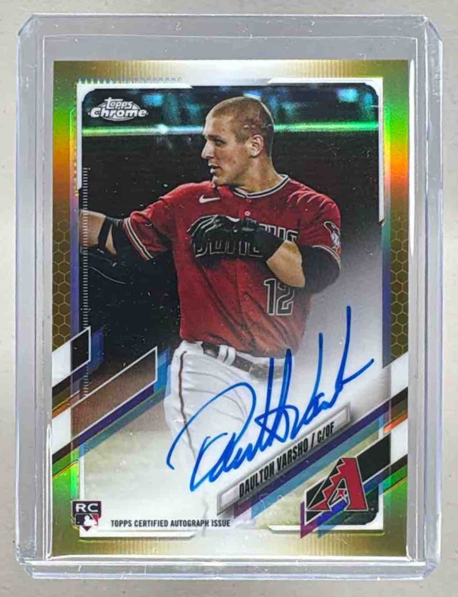 Daulton Varsho 2021 Topps Chrome #RA-DV Gold Refractor Auto RC /50 Rookie