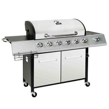 Charles Bentley 7 Burner Premium Gas BBQ Grill Silver Outdoor Cooker Patio New