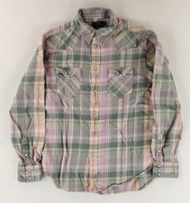 Polo Ralph Lauren Relaxed Fit Pearl Snap Flannel Shirt Plaid Western Mens M