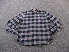 J Crew Shirt Men L Blue Plaid Mid Weight Flannel Double Brushed Classic NEW