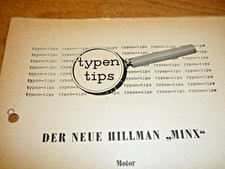 Werkstattinformation Reparaturanleitung Typen Tips  Hillman Minx