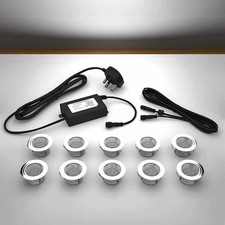 10 x 45mm LED Lights Deck/Decking/Plinth/Kickboard/Recessed/Kitchen - WHITE