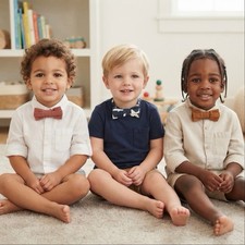 Lot of 3 YO BABY Boys Bow Ties Cotton Solid/Prints Hook Closure Adjustable NWT
