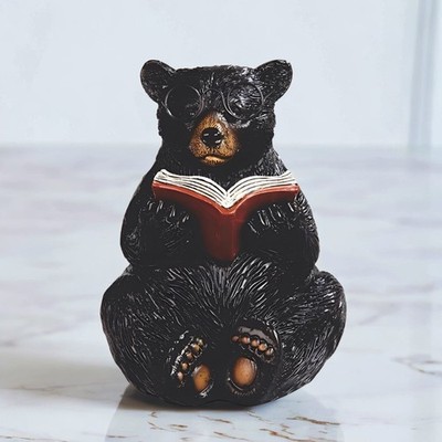 5.75''H Bear Reading with Glasses Figurine Ornament Home Decor Unique Gift