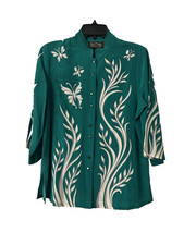Bob Mackie Wearable Art Womens top blouse Size Small Silk Butterflies Vintage VG