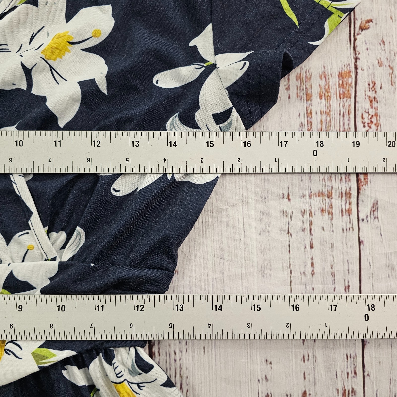 OUGES Navy Blue Summer Short Sleeve V-Neck Floral… - image 7