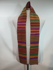 Traditional Kente Cloth Stole Sash Purple Multicolor Ceremonial