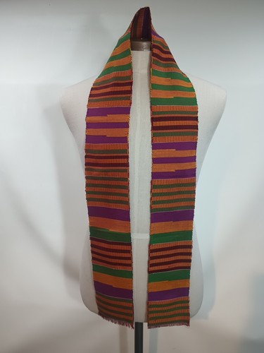 Traditionelle Kente Stoff Stola Schärpe lila bunt zeremoniell - Bild 1 von 4