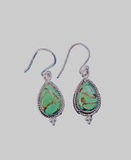 SUNDANCE catalog .925 Sterling Silver Green Copper Turquoise Earrings - NEW