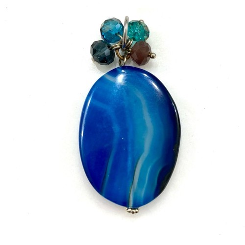 Blue Agate Pendant with Faceted Accent Beads