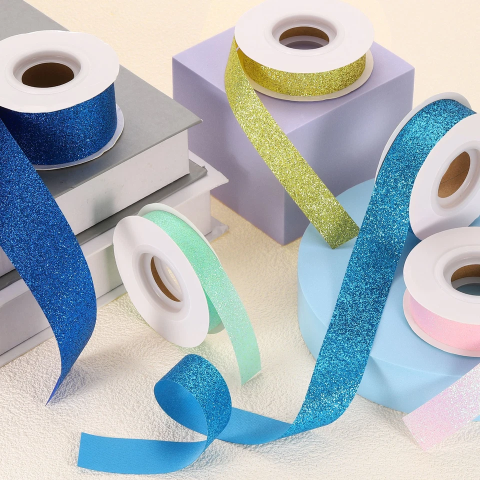 7/8" x 10 Yards Sparkle Ribbons, Gift Wrapping Crafts Cut Edge Ribbon, Gray - Image 4 of 4