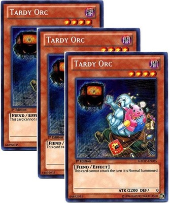 3x YuGiOh 1st Edition Secret Rare Tardy Orc, Galactic Overlord (GAOV-EN085)