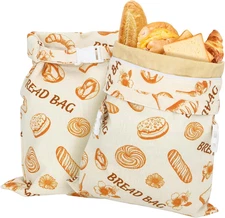 2-Pack Beeswax Bread Bags for Sourdough, XL Reusable Cotton Beeswax Bags for Hom