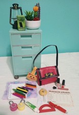18" Doll Accessories - Our Generation Filing Cabinet, School Supplies, Plants
