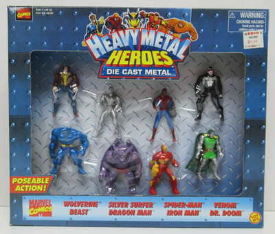 1998 Toy Biz Marvel Heavy Metal Heroes 8-Pack - Spider-Man Venom Dr. Doom...