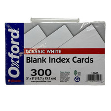 Oxford 5x8 Blank Index Cards 300ct Classic White 3x100 Pack Sealed NEW USA Made