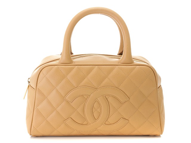 CHANEL Matelass Coco Mark Handbag Beige GP Caviar from Japan