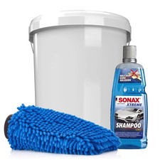 SONAX 2in1 Autoshampoo 1L + Wascheimer + XL Waschhandschuh + Deckel für Eimer