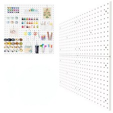 Peg Board 4 Pack Plastic Pegboard Wall Organizer White ABS No Drilling Required