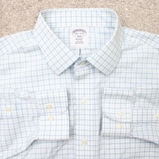 Brooks Brothers Shirt Mens 16 1/2, 4/5 Blue/White Regent Fit Non-Iron Cotton L/S