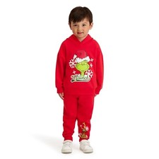 The Grinch Dr. Seuss Toddler Printed Sweatshirt and Jogger Set, Red, 18M