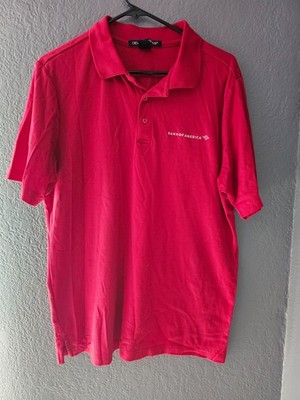 Men's Devon & Jones Polo Shirt Red Bank Of America Size Large Short Sleeve Rugby