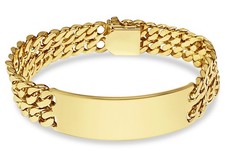 10k Solid Yellow Gold Handmade 16mm ID Curb Link Bracelet, 7.5"