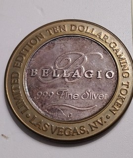 Bellagio Limited Edition Ten Dollar Gaming Token .999 Fine Silver 0.6oz Troy