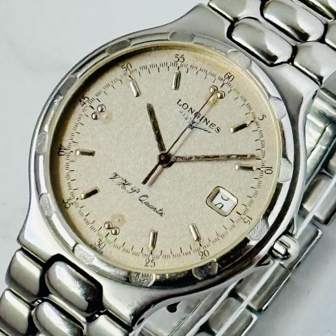 Longines Conquest Mens Silver Quartz Watch Factory Serviced New Battery