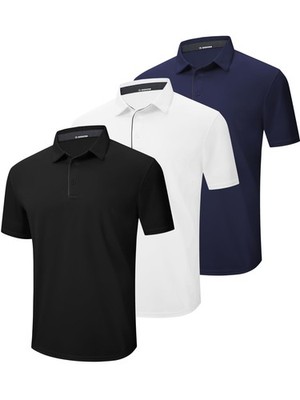 3 Pack Polo Shirt Mens Short Sleeve Quick Dry Breathable Polo Shirt Mi...