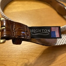 Brighton 40 Belt 33502 Woven Tan Woven Stretch Flex Croc Embossed Leather