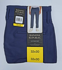 Banana Republic Flat Front Pant Men's Slim Fit Stretch Wicking Pants Blue 32x30