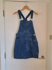 Vintage Denim Dungaree Dress UK10 Distressed Parisian Collection Short Blue