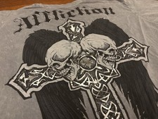 Y2K Vintage Affliction USA Cross Tee XL Distr...