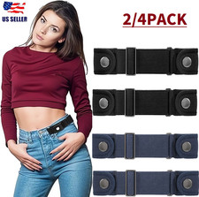 4Pcs No Buckle Belt for Men  Women Stretch Elastic Invisible Adjustable Belt US