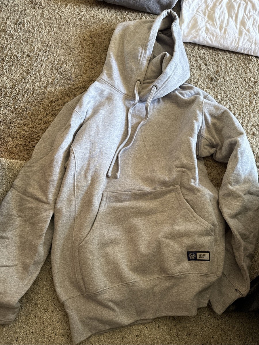 Vintage Russell Athletic Pro 10 Blank Thick Hoodie Sweatshirt Grey