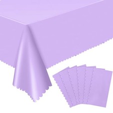 6 Pack Plastic Light Purple Tablecloth, 54 X 108Inch Disposable Light Purple